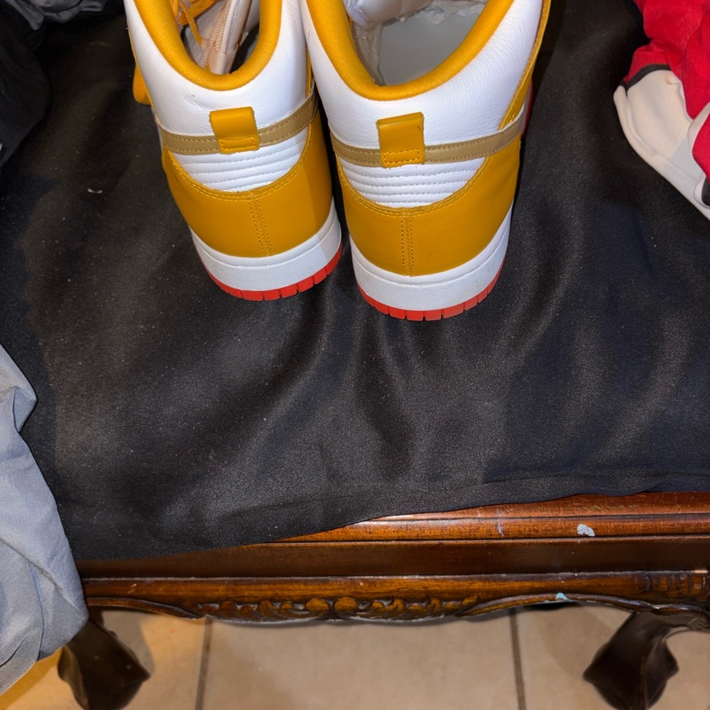 Nike Men's Yellow and White High-Top Sneakers - Picture 3 of 5
